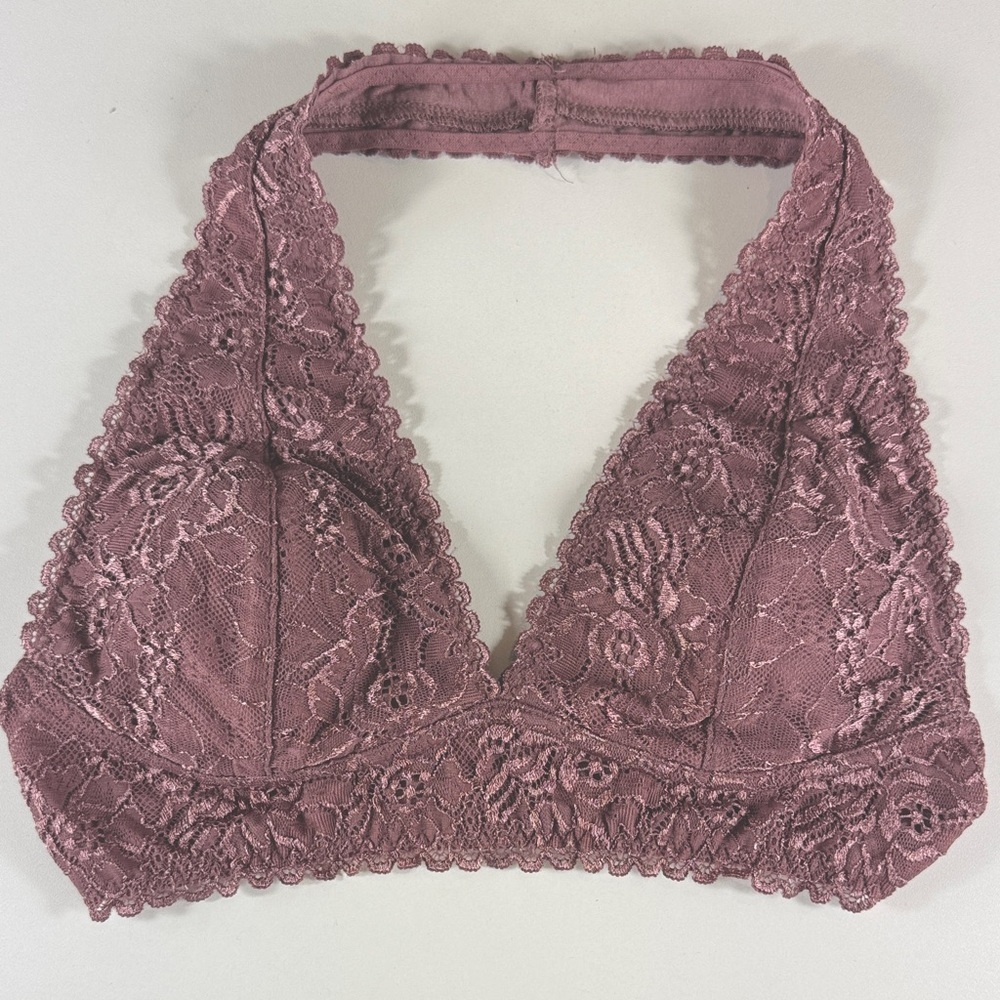 Listicle Lace Halter Bralette with Adjustable Band
